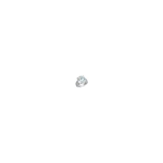 Elevate your look with the Kathy Hilton Holiday Hepburn Ring, featuring an impressive 12.9 carat G H Color Diamond Crystalline stone in a classic round brilliant cut. Crafted in platinum finished sterling silver, this ring measures 9 mm at the top and tap