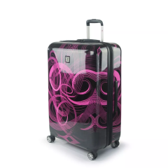 FUL Atomic 28 Inch Expandable Spinner Rolling Luggage Suitcase, ABS Hard Case, Upright, Pink 