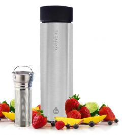 Chicago Double Walled S.Steel infuser tea tumbler - Brushed Stainless Steel