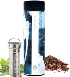 Chicago Double Walled S.Steel infuser tea tumbler - Dark Marble