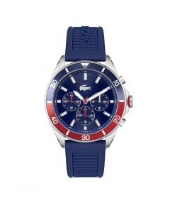 Lacoste Tie Breaker Gents. Stainless Steel Case. Blue Silicone Strap. Blue Chrono Dial