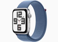 Apple Watch SE GPS 44mm Silver Aluminum Case with Winter Blue Sport Loop