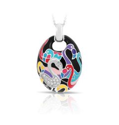 Belle Etoile Round Cubic Zirconia studded Multi color Flamingo Pendant - 925 SS with chain