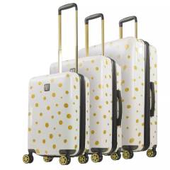 Ful Impulse Mixed Dots Hardside Spinner Luggage 3pc set, White