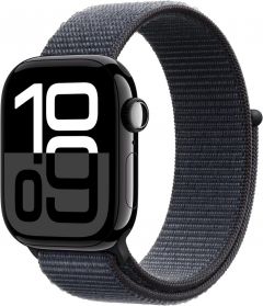 Apple Watch Series 10 GPS + Cellular 42mm Jet Black Aluminum Case with Ink Sport Loop