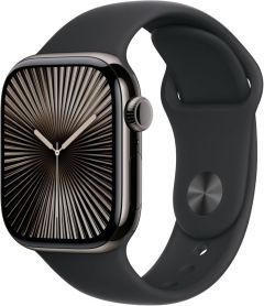 Apple Watch Series 10 GPS + Cellular 42mm Slate Titanium Case with Black Sport Band - M/L