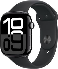 Apple Watch Series 10 GPS + Cellular 46mm Jet Black Aluminum Case with Black Sport Band - M/L