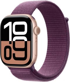 Apple Watch Series 10 GPS + Cellular 46mm Rose Gold Aluminum Case with Plum Sport Loop