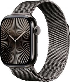 Apple Watch Series 10 GPS + Cellular 42mm Slate Titanium Case with Slate Milanese Loop