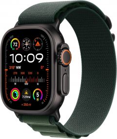 Apple Watch Ultra 2 GPS + Cellular 49mm Black Titanium Case with Dark Green Alpine Loop - Small