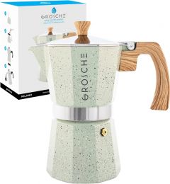 Stovetop Espresso Coffee Maker: Milano Stone - Mint Green, 6 cup