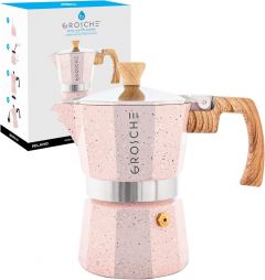 Stovetop Espresso Coffee Maker: Milano Stone - Blush Pink, 3 cup