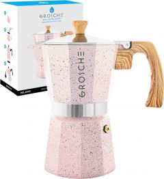 Stovetop Espresso Coffee Maker: Milano Stone - Blush Pink, 6 cup