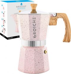 Stovetop Espresso Coffee Maker: Milano Stone - Blush Pink, 9 cup