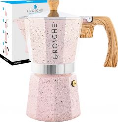 Stovetop Espresso Coffee Maker: Milano Stone - Blush Pink, 12 cup