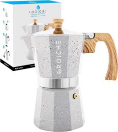 Stovetop Espresso Coffee Maker: Milano Stone - Fossil Grey, 6 cup