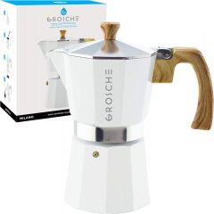 Stovetop Espresso Coffee Maker: Milano - White, 6 cup