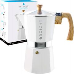 Stovetop Espresso Coffee Maker: Milano - White, 9 cup