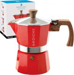 Stovetop Espresso Coffee Maker: Milano - Red, 3 cup