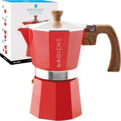 Stovetop Espresso Coffee Maker: Milano - Red, 6 cup