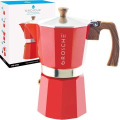 Stovetop Espresso Coffee Maker: Milano - Red, 9 cup