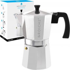 Stovetop Espresso Coffee Maker: Milano - Silver, 9 cup