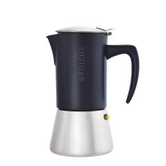 Stovetop Espresso Maker Milano - Black Steel, 6 cup stainless steel