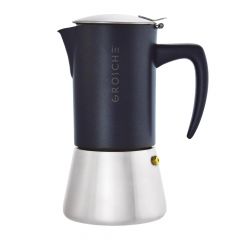 Stovetop Espresso Maker Milano - Black Steel, 10 cup stainless steel