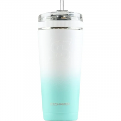 IceShaker 26oz Insulated Stainless Steel Shaker Bottle- Flex Lid w/Straw-Mint-White Ombre