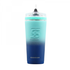 IceShaker 26oz Insulated Stainless Steel Shaker Bottle- Flex Lid w/Straw-Navy/MintOmbre