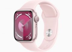 Apple Watch Series 9 GPS 41mm Pink Aluminum Case with Light Pink Sport Band - S/M