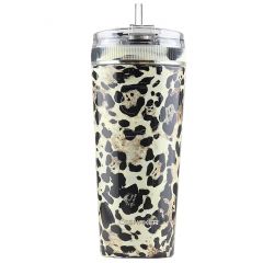 IceShaker 26oz Insulated Stainless Steel Shaker Bottle- Flex Lid w/Straw-Leopard