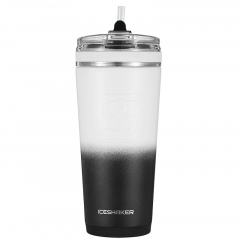 IceShaker 26oz Insulated Stainless Steel Shaker Bottle- Flex Lid w/Straw-Black/White Ombre