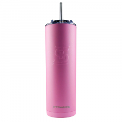 IceShaker 20oz Insulated Stainless Steel Skinny - Tumbler w/Straw & Lid-Soft Pink