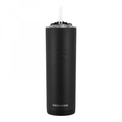 IceShaker 20oz Insulated Stainless Steel Skinny - Tumbler w/Straw & Lid-Black