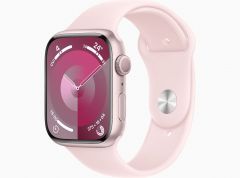 Apple Watch Series 9 GPS 45mm Pink Aluminum Case with Light Pink Sport Band - S/M