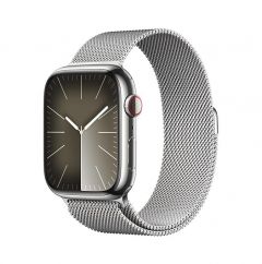 Apple Watch Series 9 GPS + Cellular 45mm Silver Stainless Steel Case with Silver Milanese Loop