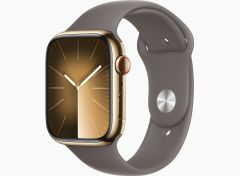 Apple Watch Series 9 GPS + Cellular 45mm Gold Stainless Steel Case with Clay Sport Band - S/M