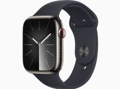 Apple Watch Series 9 GPS + Cellular 45mm Graphite Stainless Steel Case with Midnight Sport Band - S/M