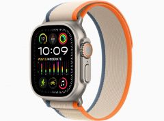 Apple Watch Ultra 2 GPS + Cellular, 49mm Titanium Case with Orange/Beige Trail Loop - S/M