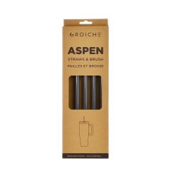 GROSCHE Aspen 40 oz 5 pack spare plastic straws- Graphite Black