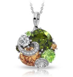 Belle Etoile Round Cubic Zirconia studded Andromeda Pendant - 925 Sterling Silver with chain