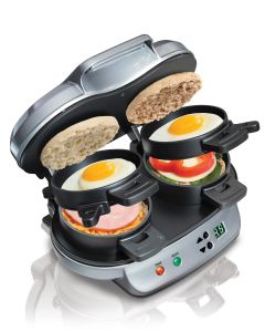 Dual Breakfast Sandwich Maker Silver