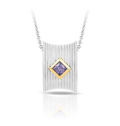 Belle Etoile Two tone Amethyst studded Valore Pendant - 925 Sterling Silver with chain