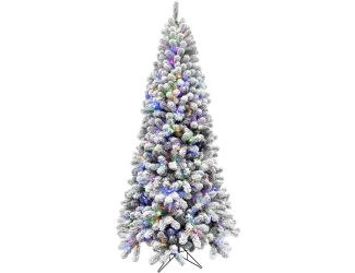 6.5-Ft. Flocked Alaskan Pine Christmas Tree with Multi-Color LED String Lighting