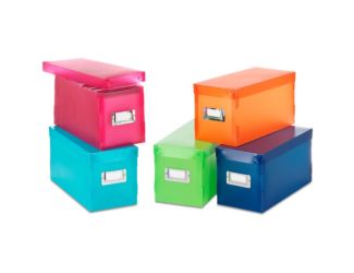 Set of 5 Plastic Storage Boxes in Various Colors