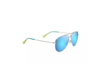 Hau'oli Polarized Sunglasses Shiny Silver Frame Blue Hawaii Lens