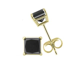 PARIKHS Black Princess cut Diamond Stud 14k Yellow Gold 0.45ct