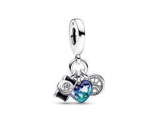 Camera Heart and Compass Dangle Charm Size One Size