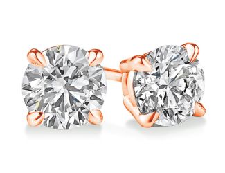 PARIKHS Round Promo Diamond Stud 10K Rose Gold 0.05ct IJK Color, I3 Clarity